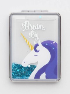 Зеркало-шейкер раскладное &quot;Sparkles unicorn&quot;, blue (8*6 см)