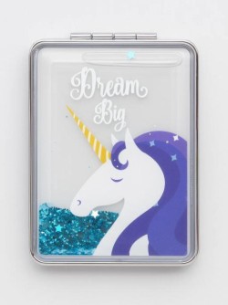 Зеркало-шейкер раскладное "Sparkles unicorn", blue (8*6 см)
