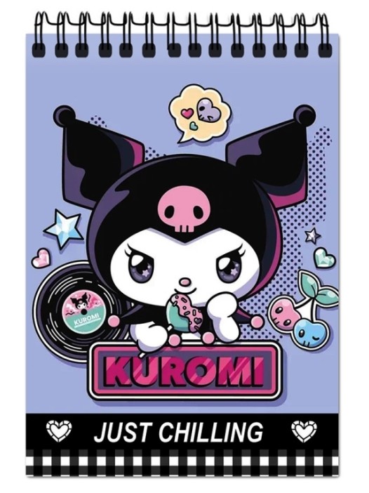 Блокнот  А6 &quot;Куроми&quot;, 11х15, 56 л, клетка, обл. с гел. напол., глиттер внутри 