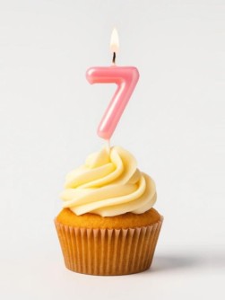 Свеча для торта "Pink glow" цифра 7, (6 см)