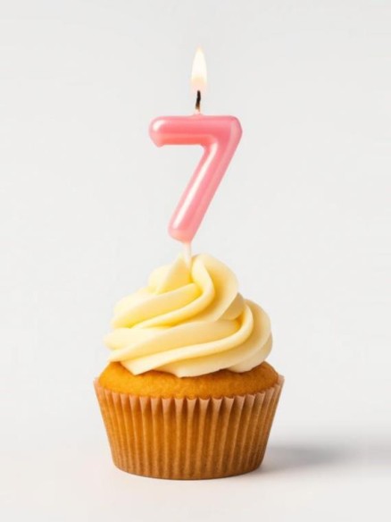 Свеча для торта "Pink glow" цифра 7, (6 см)
