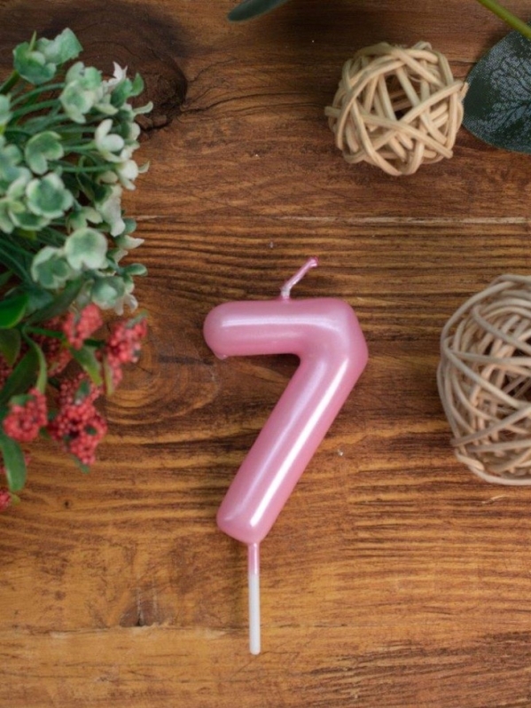 Свеча для торта "Розовое сияние" цифра 7, (6 см)