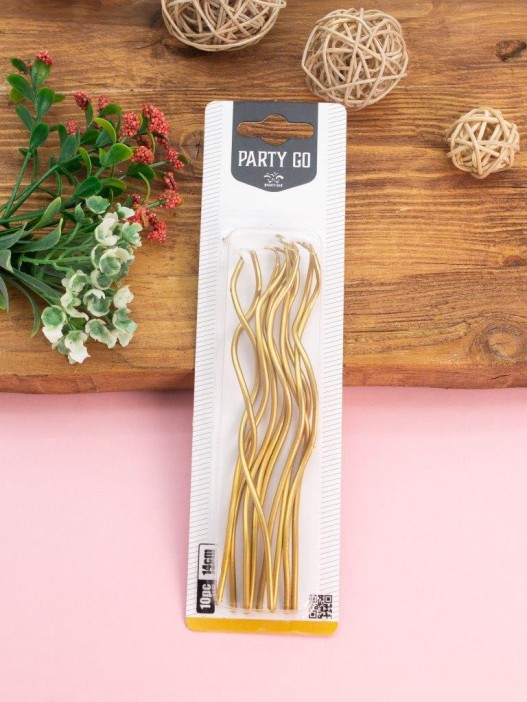 Набор свечей 10 шт. &quot;Wavy spark&quot;, gold (14 см) 