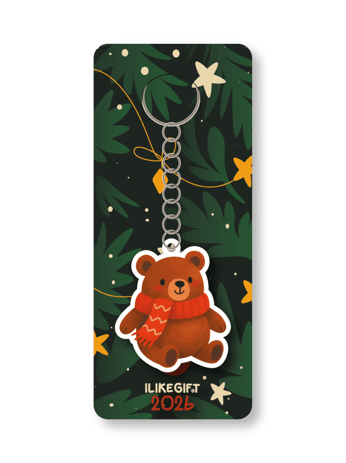 Брелок ЭКО из дерева iLikeGift "Мишка бурый"