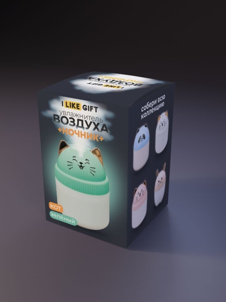 Настольный увлажнитель воздуха - ночник iLikeGift "Кошка", зеленый, (портативный, USB)