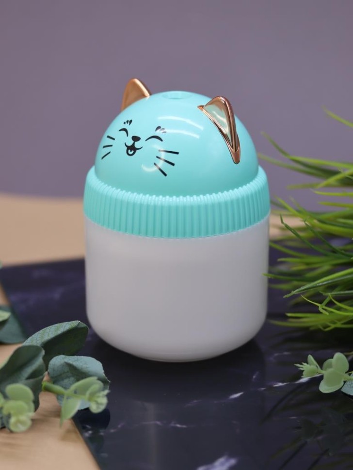 Настольный увлажнитель воздуха - ночник iLikeGift "Кошка", зеленый, (портативный, USB)