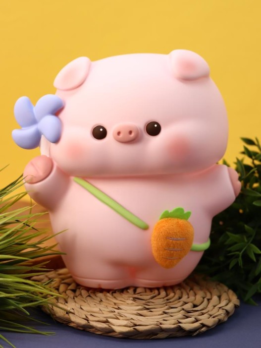 Копилка «Pig carrot bag», pink (24 см), пластик 