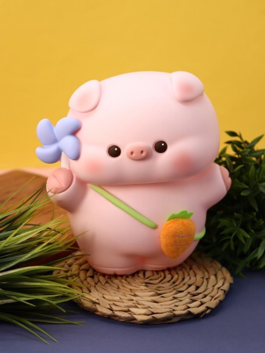 Копилка «Pig carrot bag», pink (24 см), пластик 