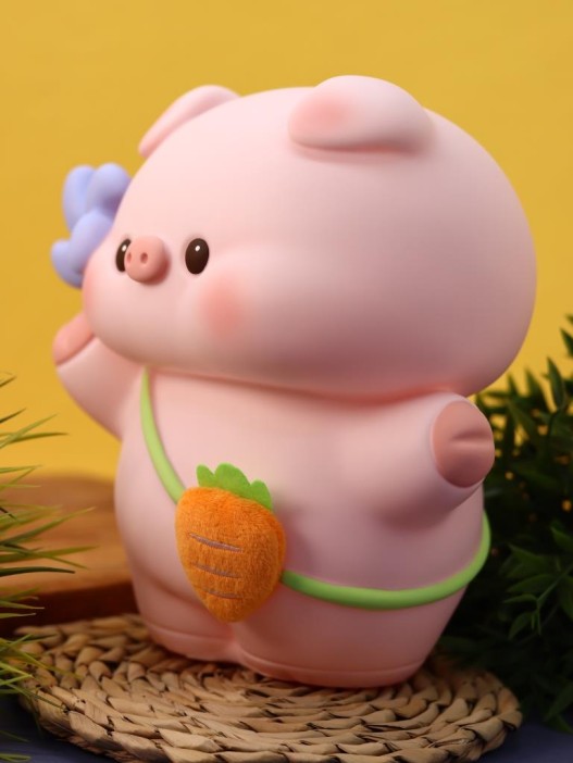 Копилка «Pig carrot bag», pink (24 см), пластик 