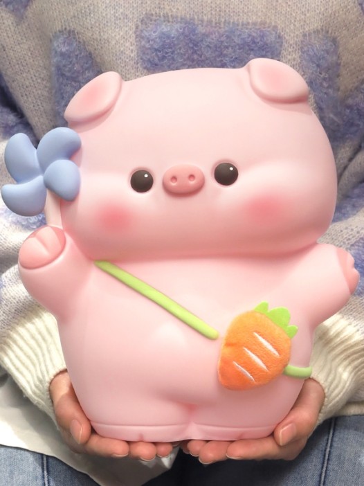 Копилка «Pig carrot bag», pink (24 см), пластик 