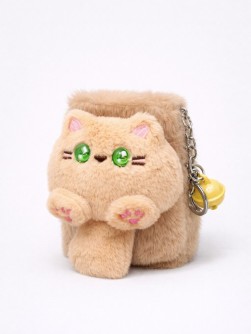 Плюшевое раскладное зеркало с брелоком "Sweet cat", коричневое (8.7*6.5 см)