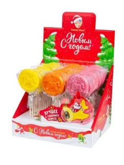 Карамель леденцовая "Лошадка на диске", 30г (персик, экзотик, малина)