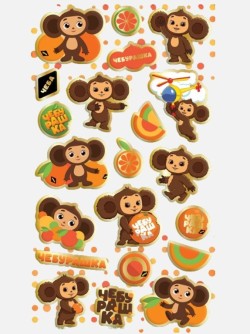 Наклейки зефирные с фольгой «Чебурашка», диз. 1