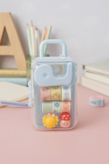 Набор декоративного скотча 6 шт. + диспенсер "Suitcase", blue (13.5*6*4.5см)
