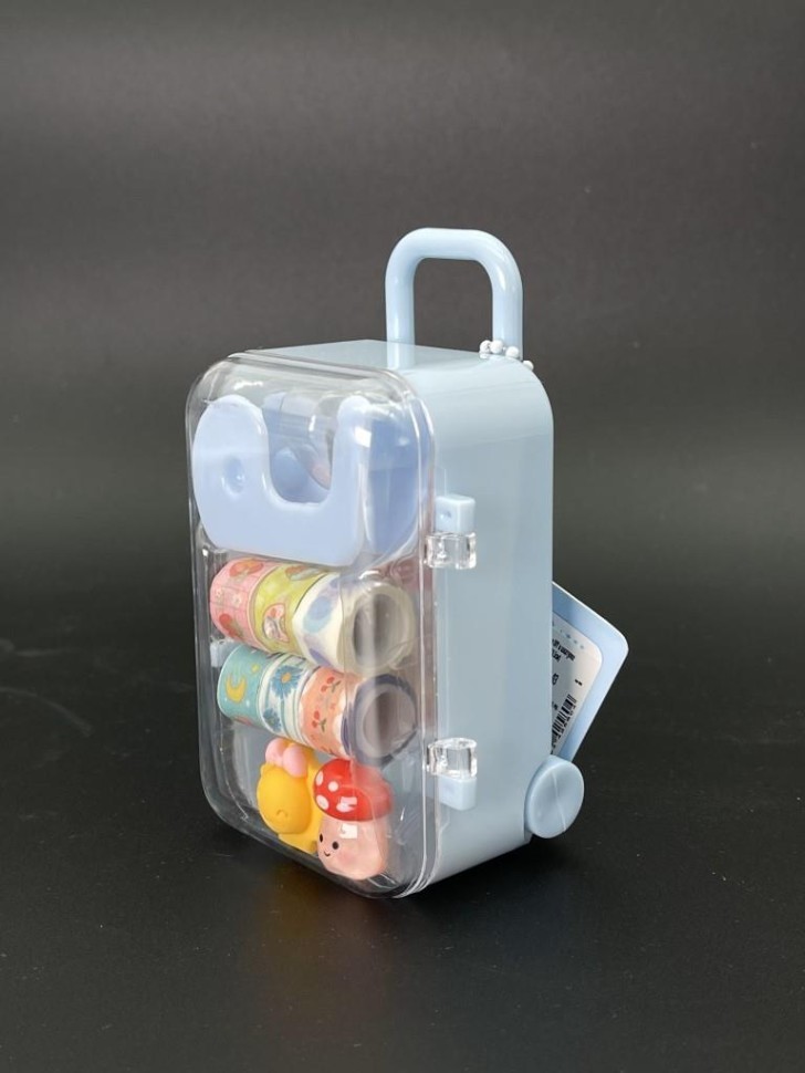 Набор декоративного скотча 6 шт. + диспенсер "Suitcase", blue (13.5*6*4.5см)