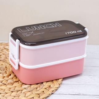 Ланчбокс &quot;New style&quot;, pink (ложка+вилка), 1700 мл