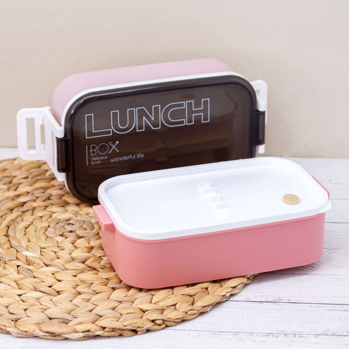 Ланчбокс &quot;New style&quot;, pink (ложка+вилка), 1700 мл 