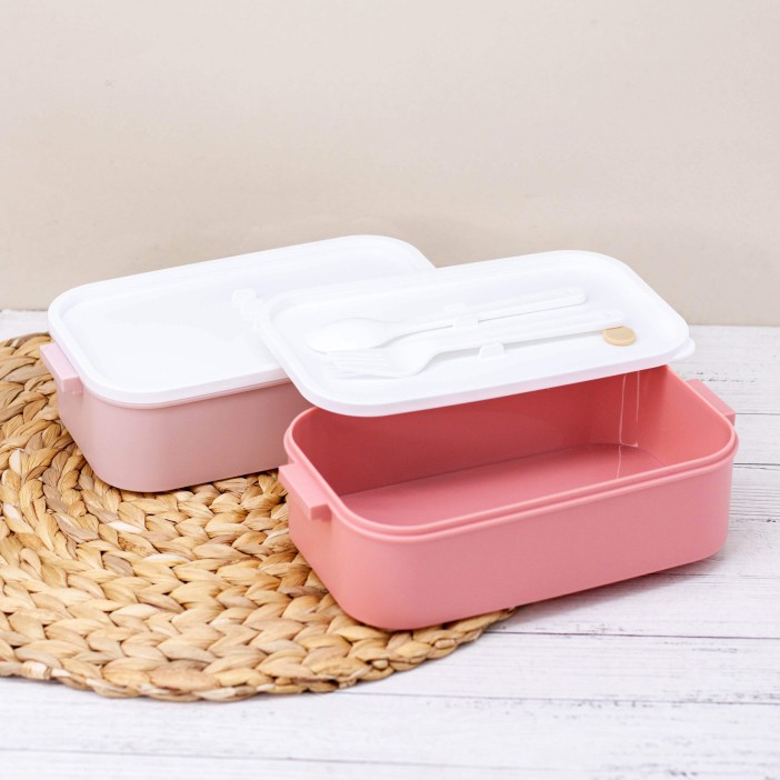 Ланчбокс &quot;New style&quot;, pink (ложка+вилка), 1700 мл 