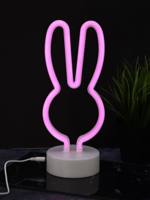 Неоновый LED ночник настольный &quot;Bunny&quot;, розовое свечение (20,5х22 см) 
