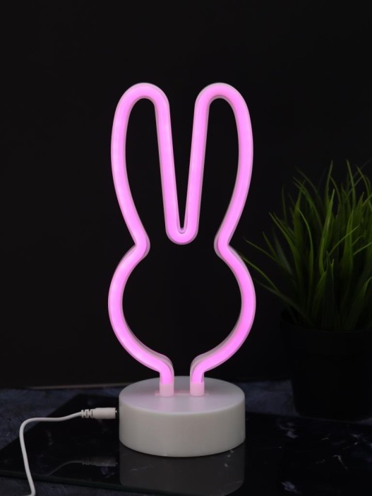 Неоновый LED ночник настольный &quot;Bunny&quot;, розовое свечение (20,5х22 см) 