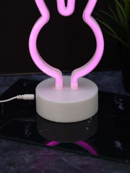 Неоновый LED ночник настольный &quot;Bunny&quot;, розовое свечение (20,5х22 см) 
