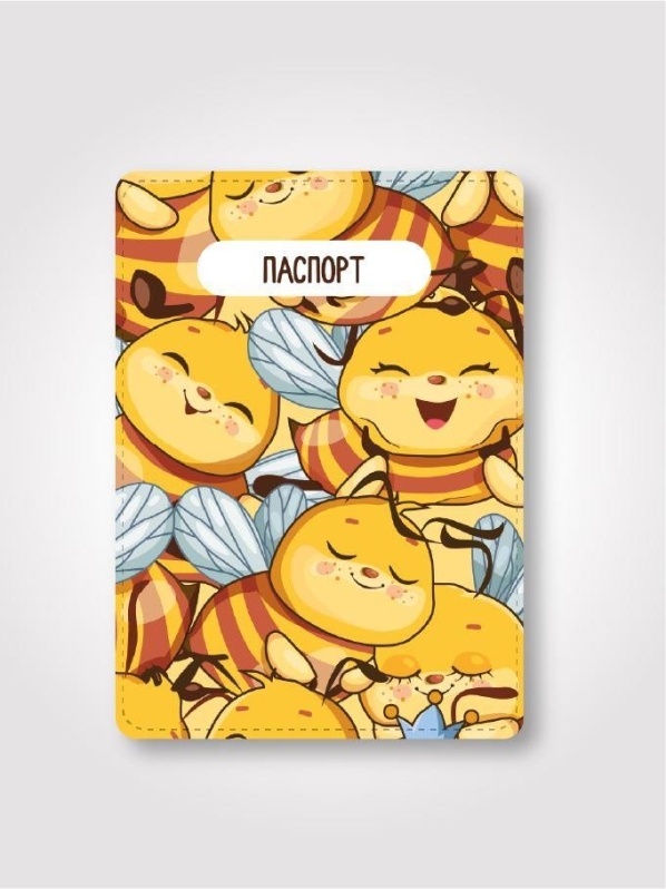 Обложка для паспорта ILikeGift "Весёлые пчёлки", плотность 600 мкм