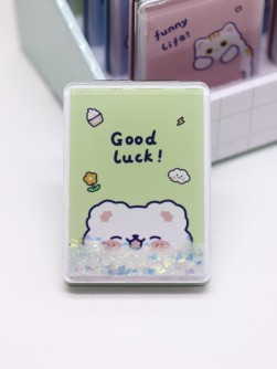 Зеркало шейкер раскладное "Good luck Bear", зеленое, 8*6 см