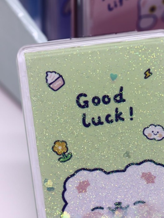 Зеркало шейкер раскладное &quot;Good luck Bear&quot;, зеленое, 8*6 см 