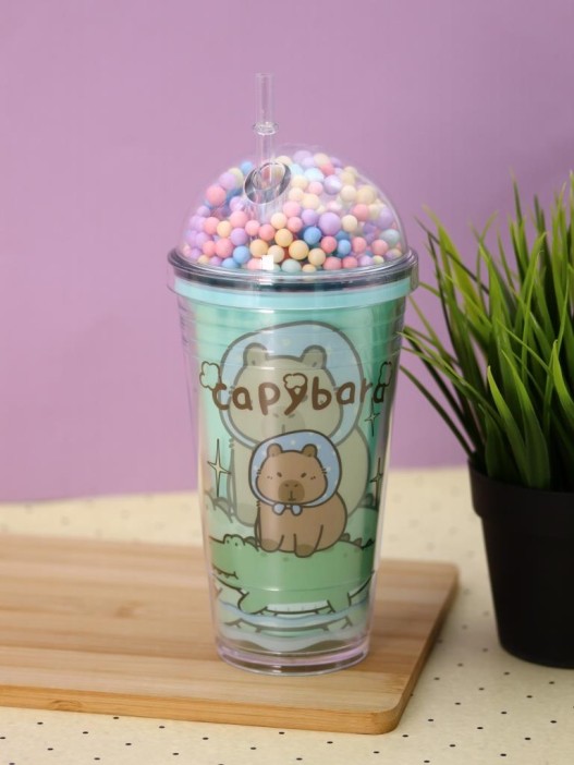 Тамблер iLikeGift &quot;Capybara in hat&quot;, green (450 мл) 