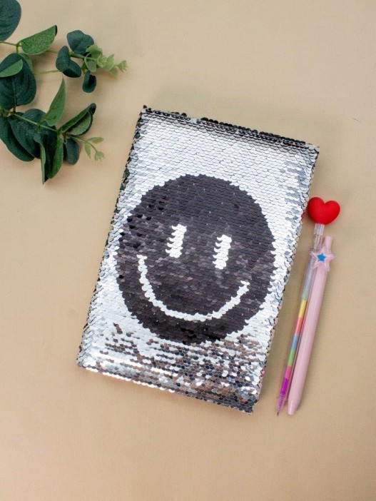 Блокнот с пайетками «Smile», silver, 21х14,5 см, плотность 70 гр. 