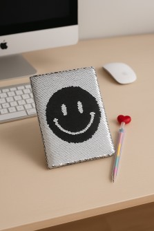 Блокнот с пайетками «Smile», silver, 21х14,5 см, плотность 70 гр.