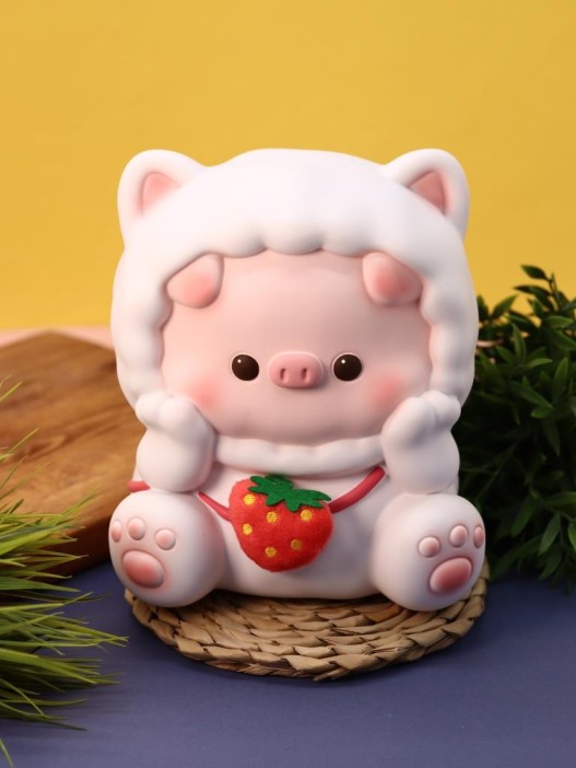 Копилка «Pig strawberry bag», pink (24 см), пластик 