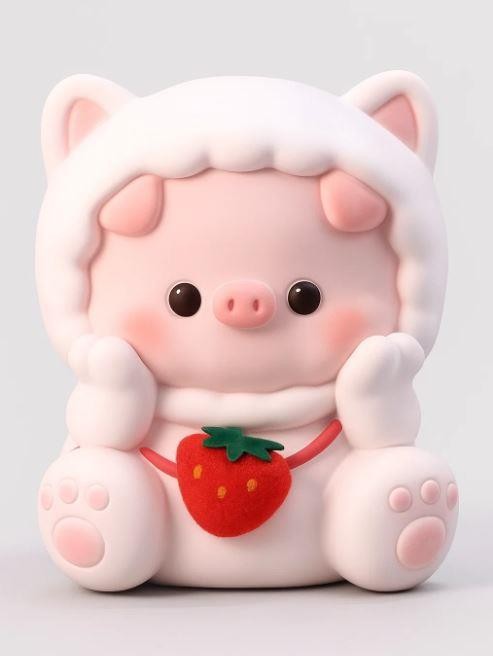 Копилка «Pig strawberry bag», pink (24 см), пластик 