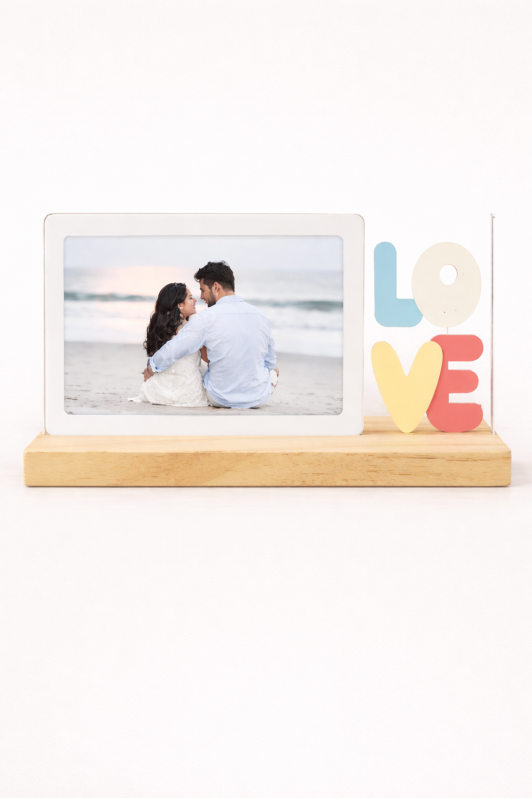 Фоторамка-ночник «Love», светлое дерево (24*13.5 см) 