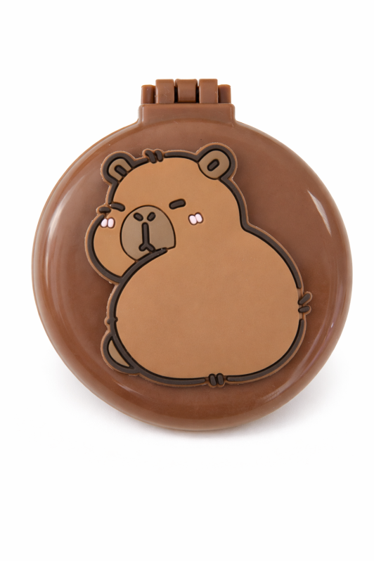 Расческа раскладная с зеркалом "Shy capybara", коричневая 