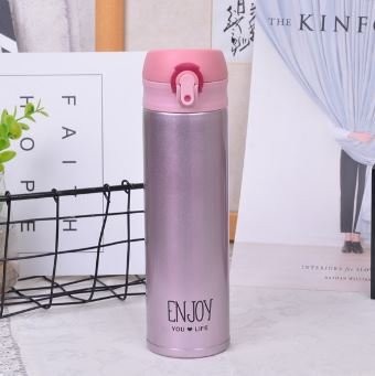 B-HS-6802-Z ТЕРМОС &quot;Enjoy you life!&quot; pink 500ml 
