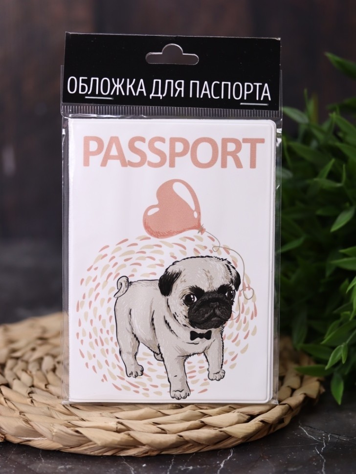 Обложка для паспорта "Мопс", плотность 600 мкм