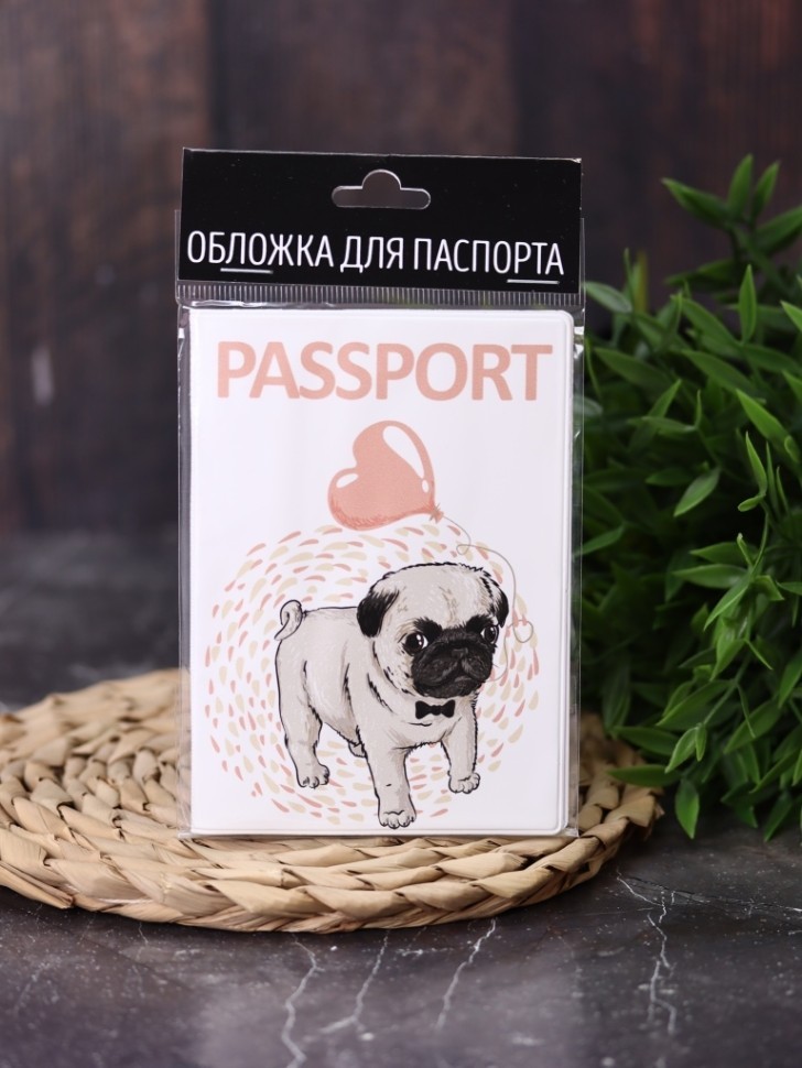 Обложка для паспорта "Мопс", плотность 600 мкм