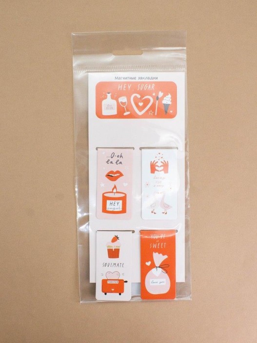 Набор магнитных закладок &quot;Hey, sugar&quot;, 4 шт., 35х70 мм 