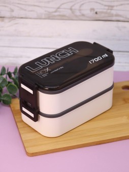 Ланчбокс "New style", white, mix (ложка+вилка)