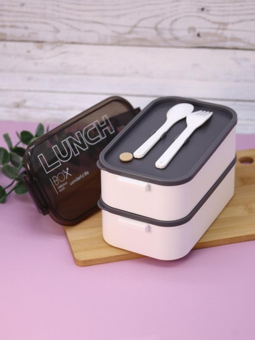 Ланчбокс &quot;New style&quot;, white, mix (ложка+вилка), 1700 мл 