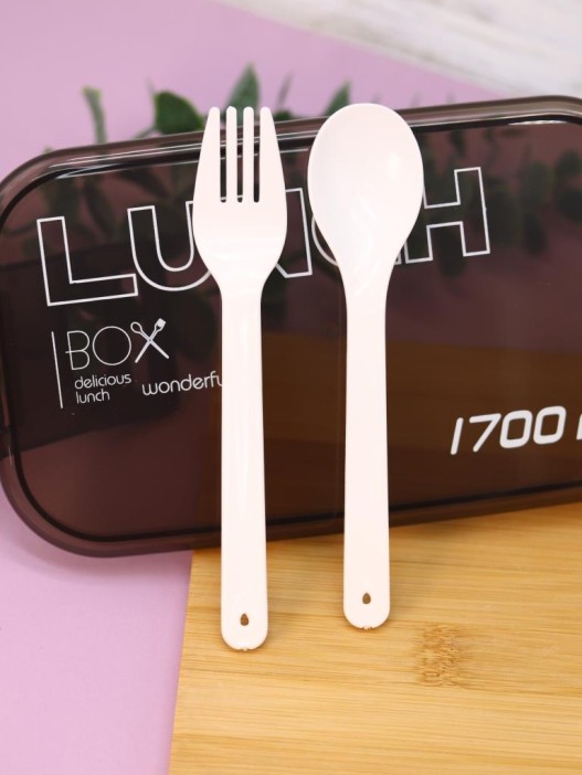 Ланчбокс &quot;New style&quot;, white, mix (ложка+вилка), 1700 мл 