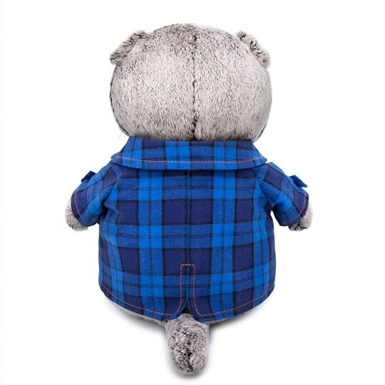 Мягкая игрушка "Басик в синей куртке и с бантом" (19см) 