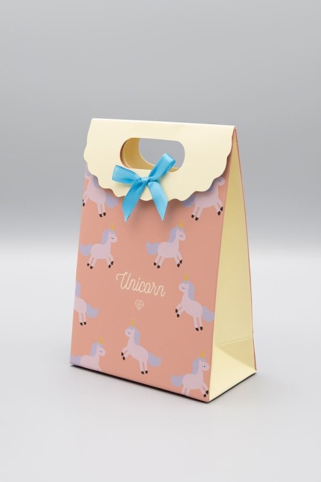 Пакет подарочный (XS) &quot;Lovely unicorn&quot;, orange (12x6x16) 