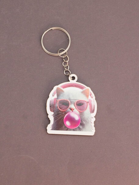 Брелок ECO из дерева iLikeGift &quot;Котик в наушниках&quot; 