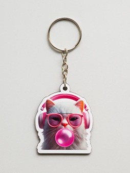 Брелок ECO из дерева iLikeGift "Котик в наушниках"