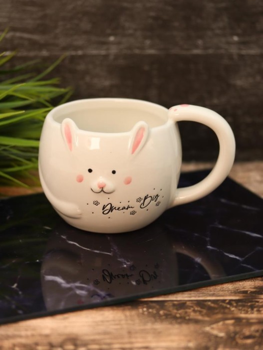 Кружка керамическая «Rabbit dream big», white (450 мл) 