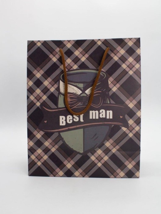 Пакет подарочный «Best man», brown (26*32*12.5) 