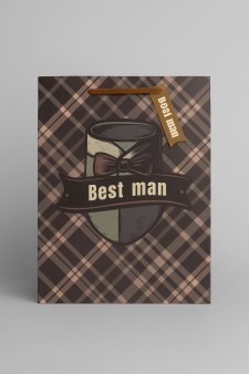Пакет подарочный «Best man», brown (26*32*12.5)