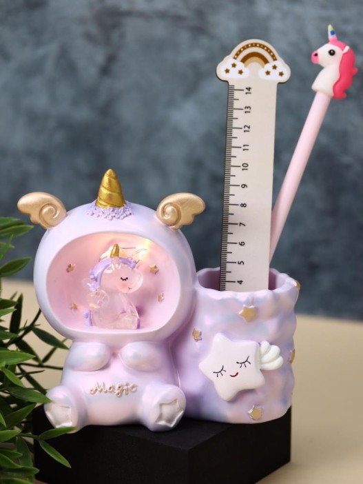 Ночник - подставка для канцелярских принадлежностей «Magic unicorn», pink (13,5 см), пластик 